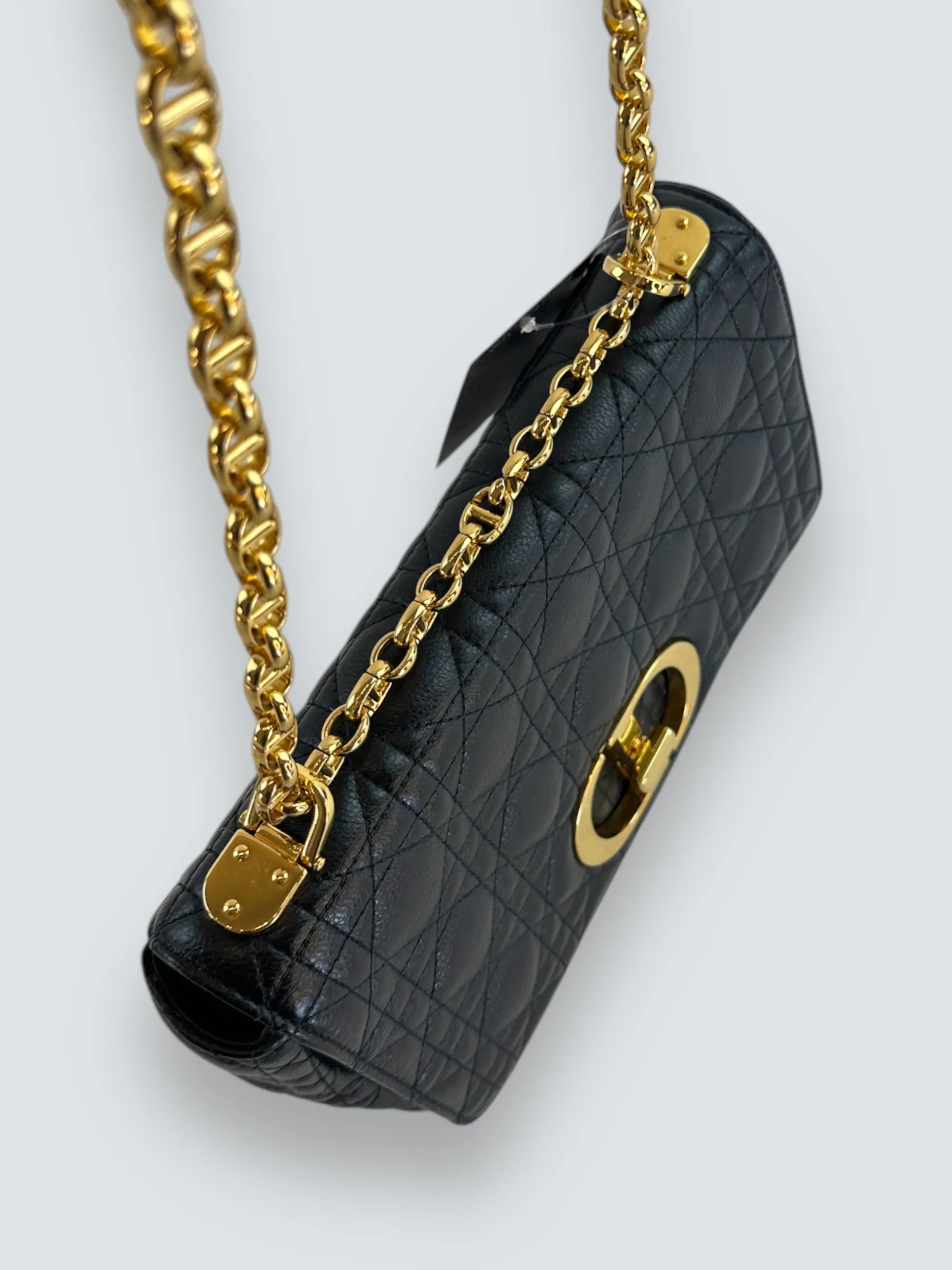 Dior Black Leather Medium Caro Crossbody