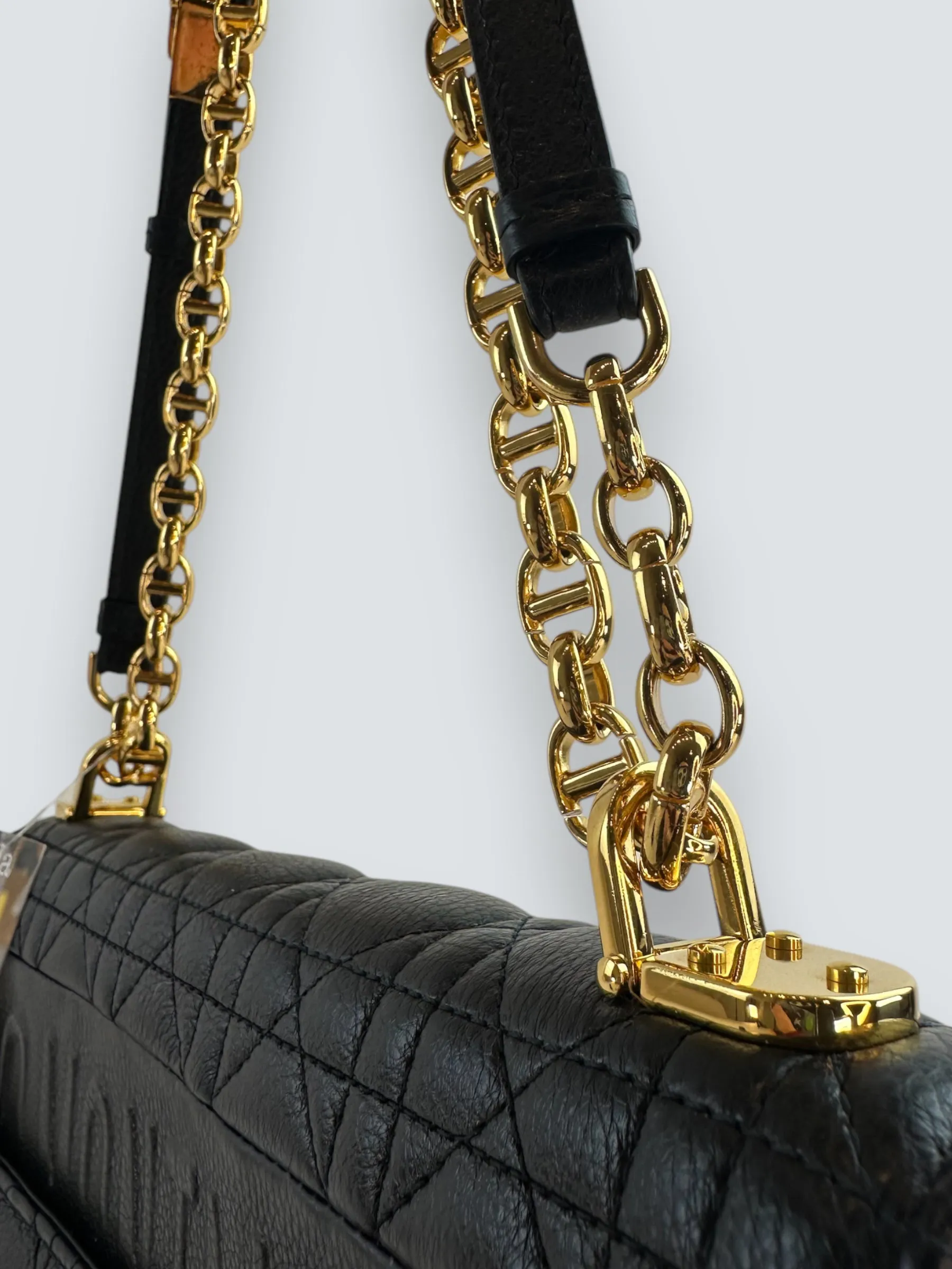 Dior Black Leather Medium Caro Crossbody