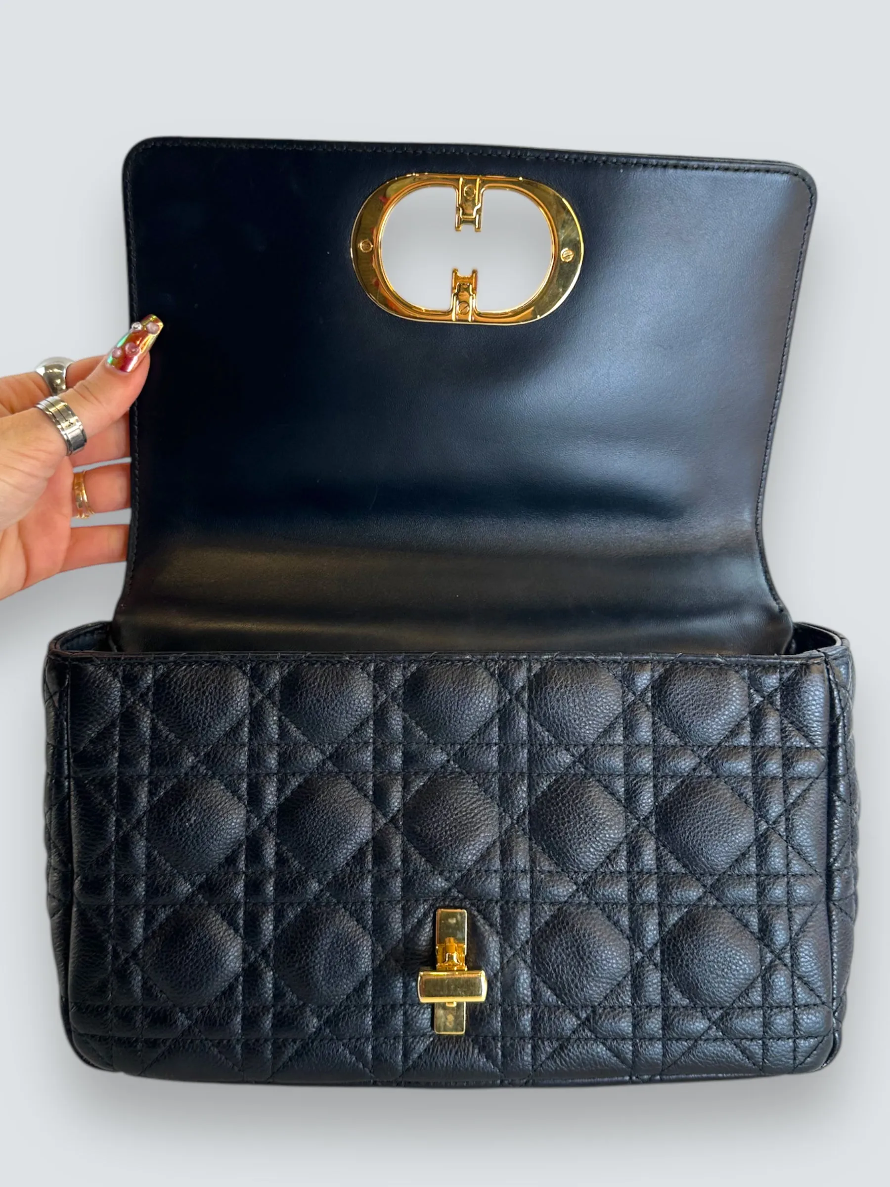 Dior Black Leather Medium Caro Crossbody