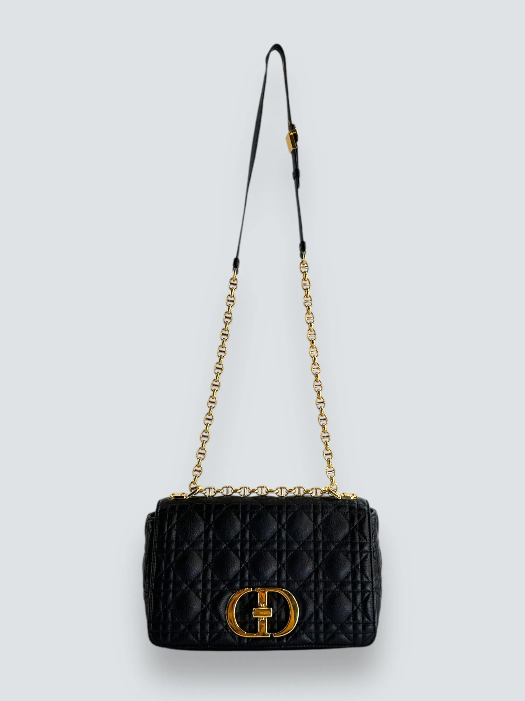 Dior Black Leather Medium Caro Crossbody
