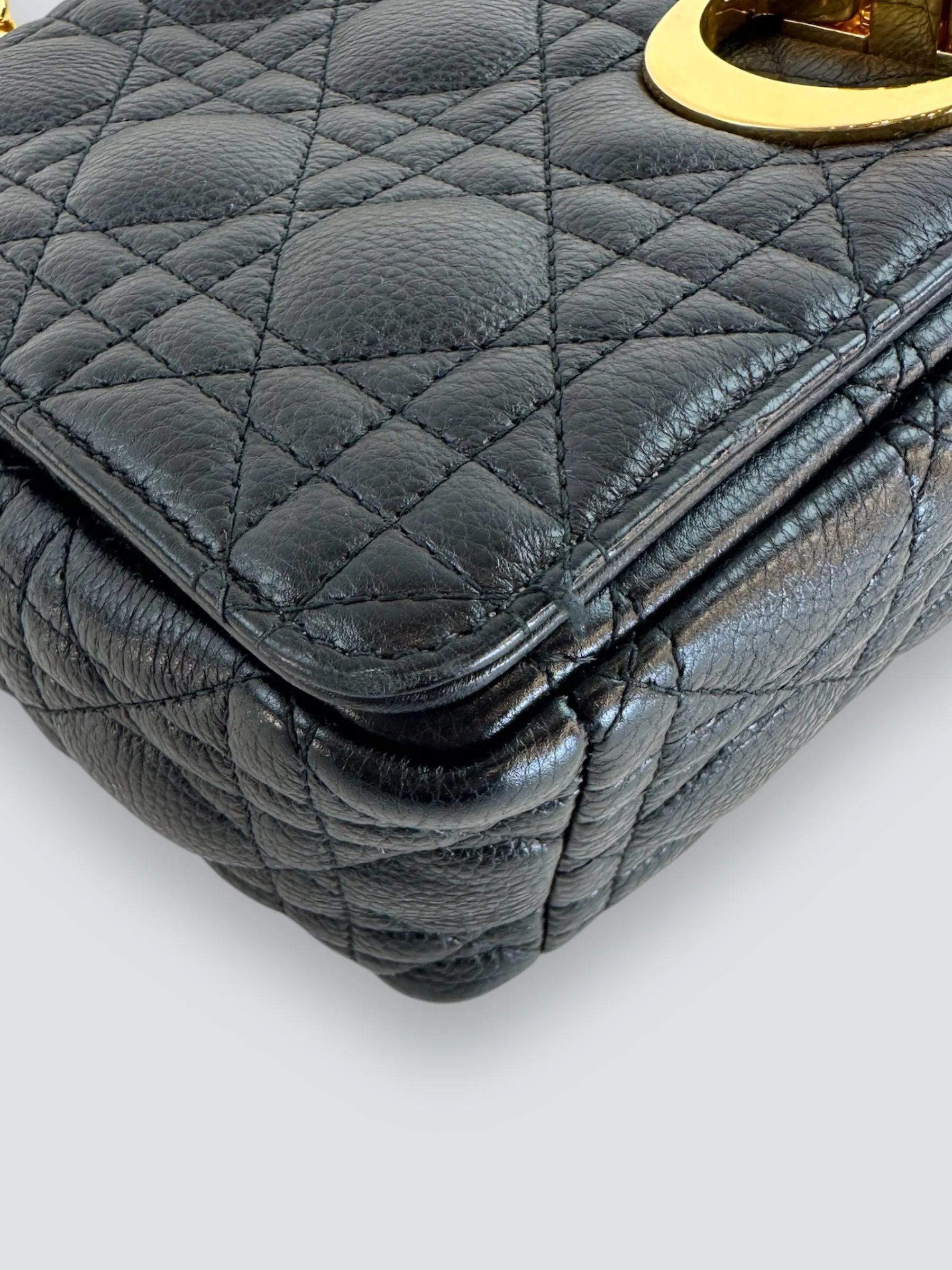 Dior Black Leather Medium Caro Crossbody