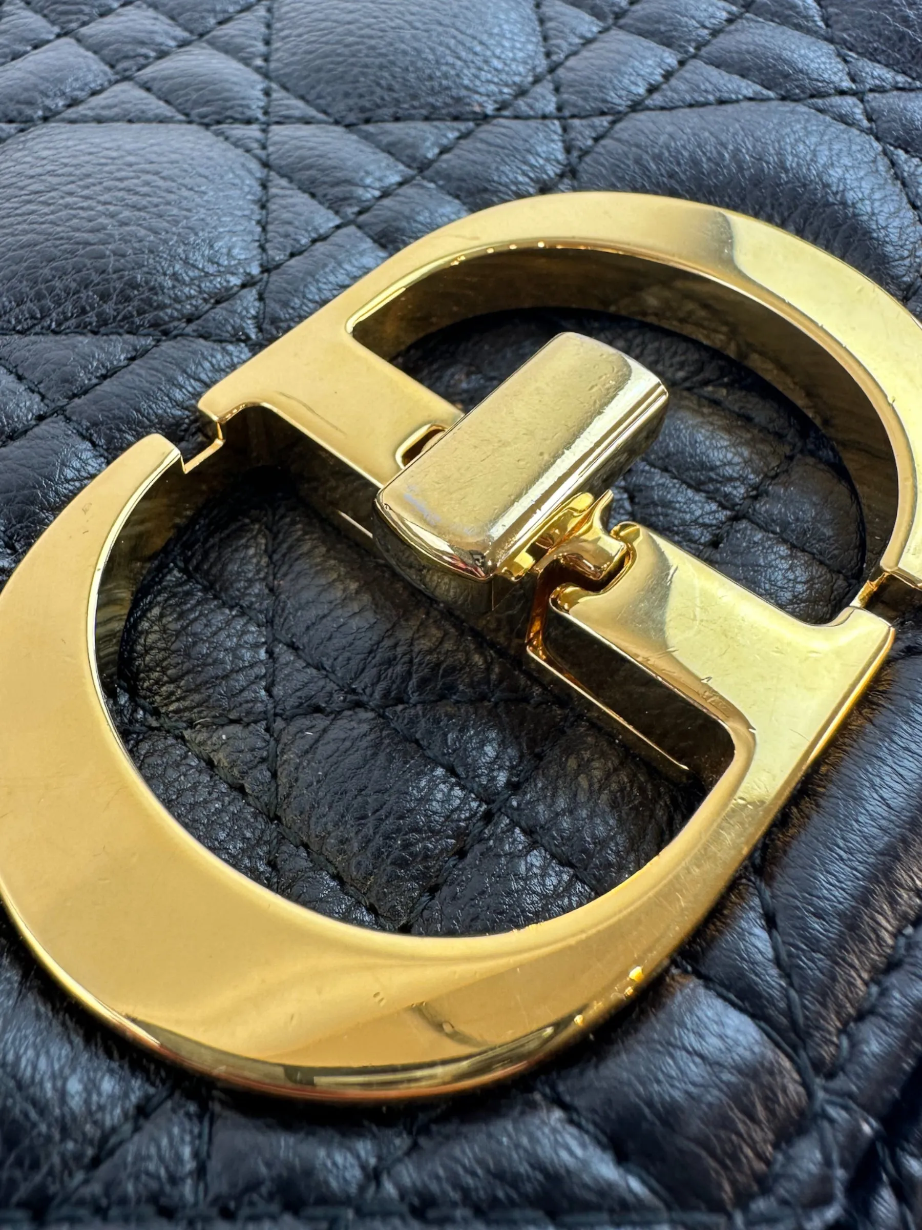 Dior Black Leather Medium Caro Crossbody