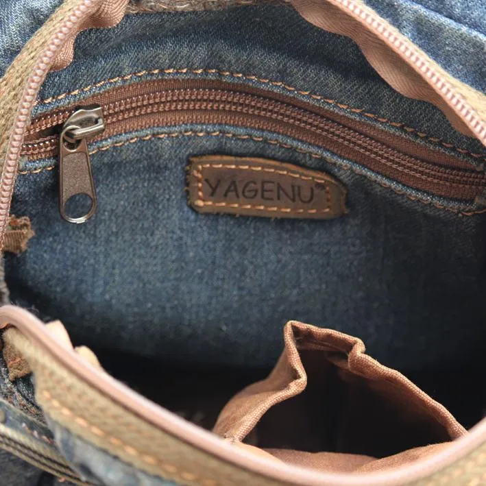 Fashion Jean Blue Mens Small Sling Bag Chest Bags Blue Fashion Denim One Shoulder Backpacks For Men
