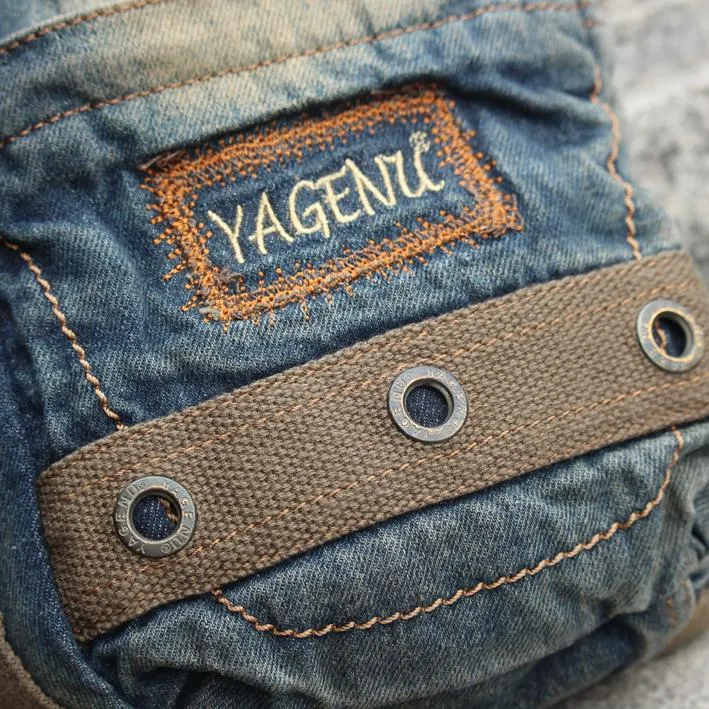 Fashion Jean Blue Mens Small Sling Bag Chest Bags Blue Fashion Denim One Shoulder Backpacks For Men