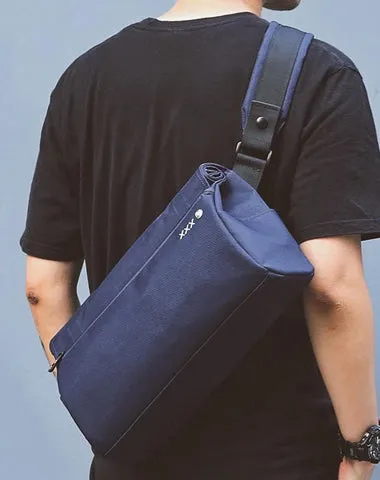 Fashion Oxford Cloth PVC Men's Black Sling Bag Chest Bag Blue One Shoulder Backpack For Men