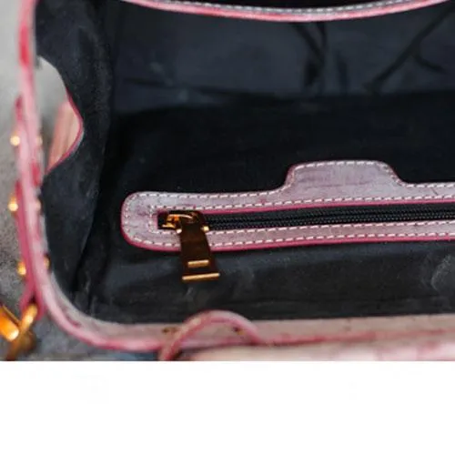 Fashion Women's Leather Pink Structured Satchel Small Doctor Handbag Shoulder Bag Purse