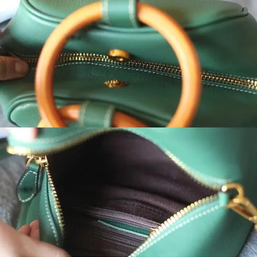 Fashion WOmens Small Green Leather Handbag Satchel Circle Round Shoulder Bag Crossbody Purse