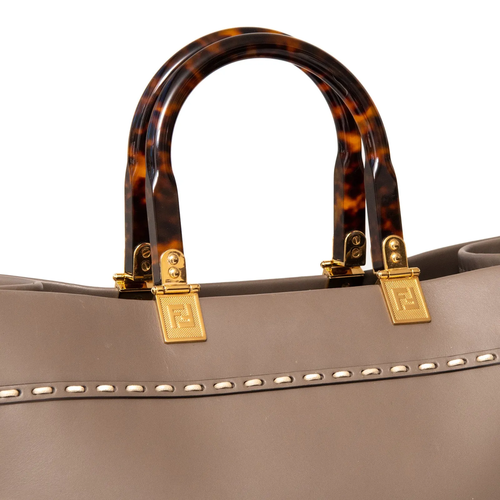 Fendi Medium Embossed Sunshine Shopper Leather Tote Bag