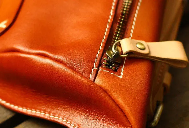 Genuine Leather Mens Chest Bag Cool Sling Bag Waist Bag Bike Bag Cycling Bag For Men