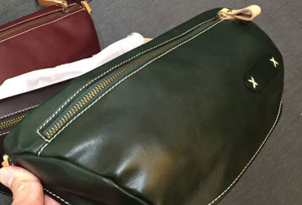 Genuine Leather Mens Chest Bag Cool Sling Bag Waist Bag Bike Bag Cycling Bag For Men