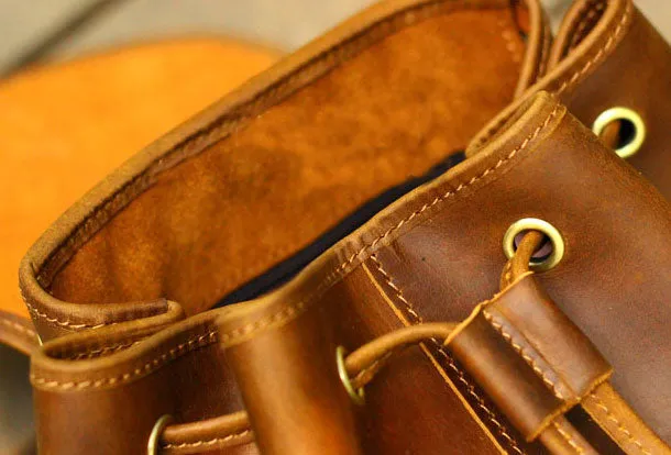 Genuine Leather Mens Cool Backpack Sling Bag Large Black Travel Bag Hiking Bag for men