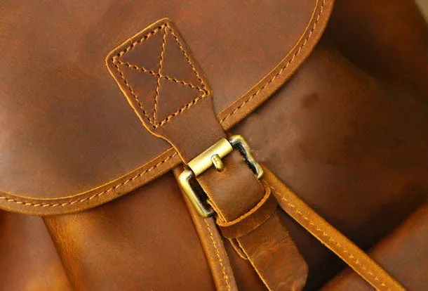 Genuine Leather Mens Cool Backpack Sling Bag Large Black Travel Bag Hiking Bag for men