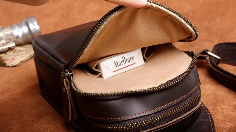 Genuine Leather Mens Cool Chest Bag Sling Bag Crossbody Bag Travel Bag Hiking Bag for men