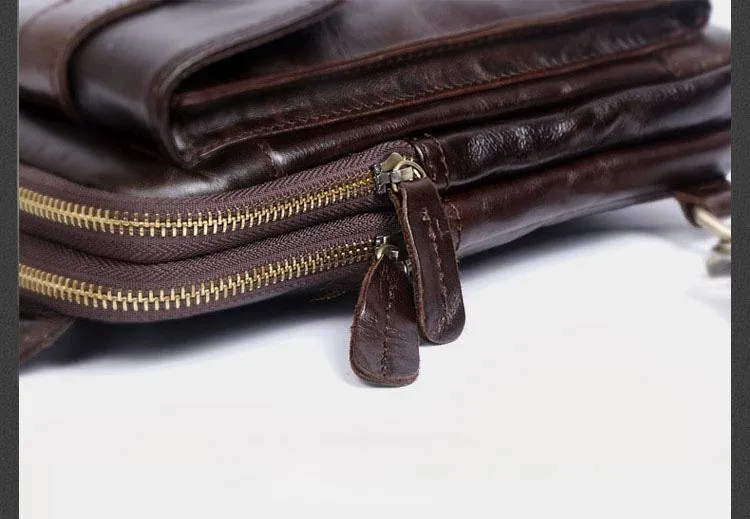 Genuine Leather Mens Cool Chest Bag Sling Bag Crossbody Sling Bag Travel Sling Bag for men