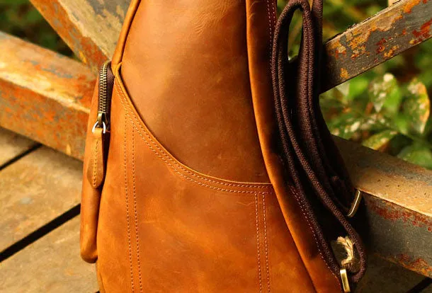 Genuine Leather Mens Cool SLing Bag iPad Bag Chest Bag Bike Bag