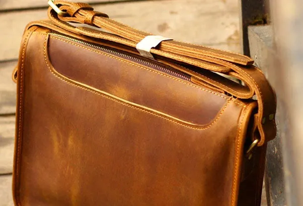 Genuine Leather Mens Messenger Bag Sling Bag Crossbody Bag Travel Bag Hiking Bag for men