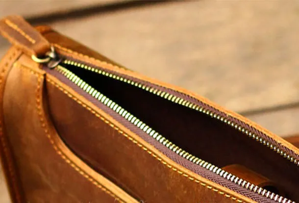 Genuine Leather Mens Messenger Bag Sling Bag Crossbody Bag Travel Bag Hiking Bag for men