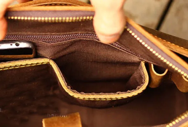 Genuine Leather Mens Messenger Bag Sling Bag Crossbody Bag Travel Bag Hiking Bag for men