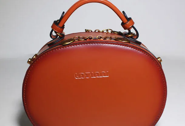 Genuine Leather oval round handbag shoulder bag for women leather crossbody bag