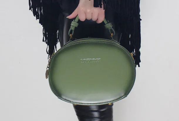 Genuine Leather oval round handbag shoulder bag for women leather crossbody bag