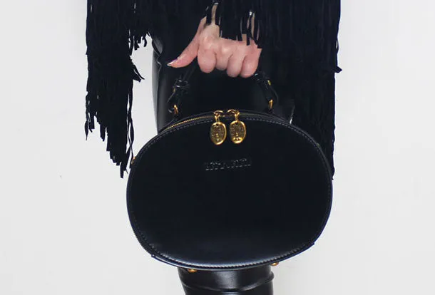 Genuine Leather oval round handbag shoulder bag for women leather crossbody bag