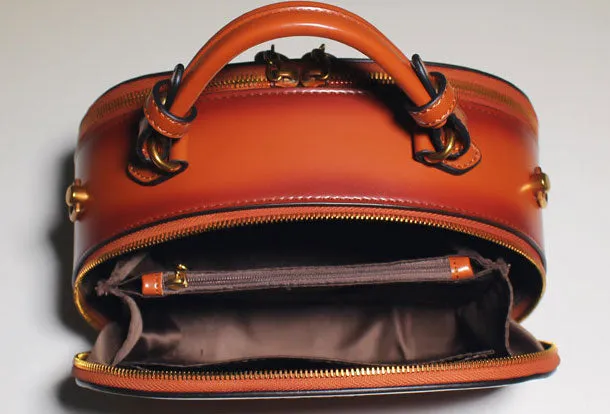 Genuine Leather oval round handbag shoulder bag for women leather crossbody bag