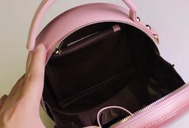 Genuine Leather round bag shoulder bag black for women leather crossbody bag