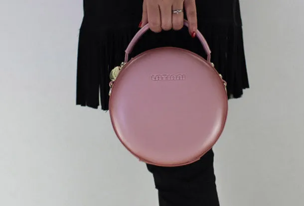 Genuine Leather round bag shoulder bag black for women leather crossbody bag