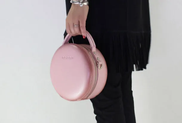 Genuine Leather round bag shoulder bag black for women leather crossbody bag