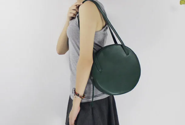 Genuine Leather round bag shoulder bag purse for women leather backpack