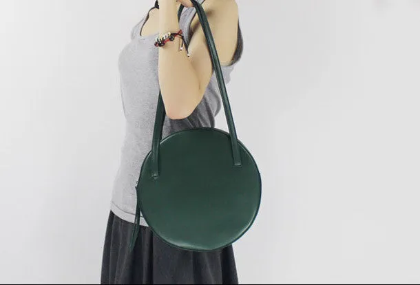 Genuine Leather round bag shoulder bag purse for women leather backpack
