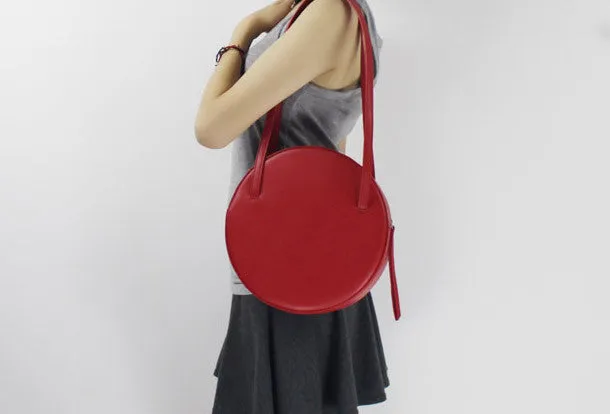 Genuine Leather round bag shoulder bag purse for women leather backpack