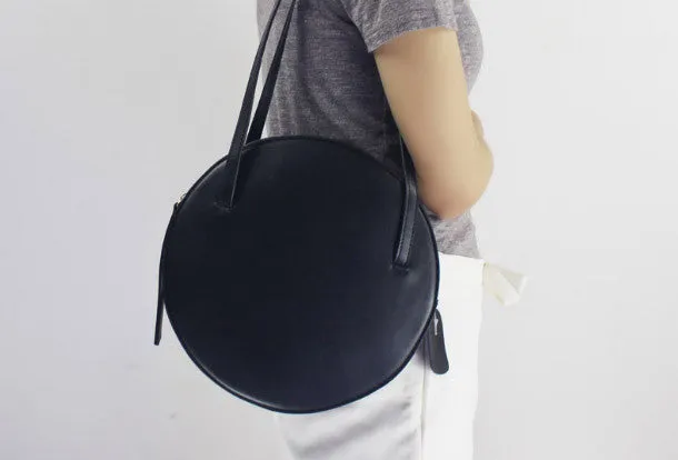 Genuine Leather round bag shoulder bag purse for women leather backpack