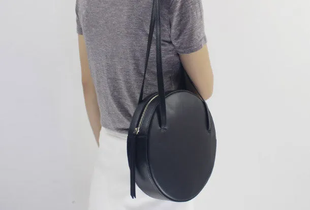 Genuine Leather round bag shoulder bag purse for women leather backpack