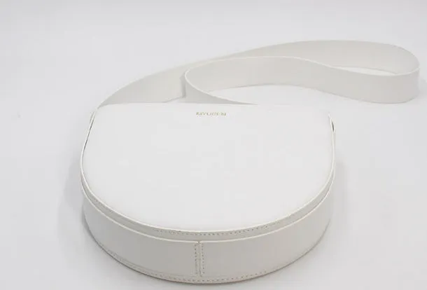 Genuine Leather Round Saddle Purse Bag Shoulder Bag for Women Leather Crossbody Bag