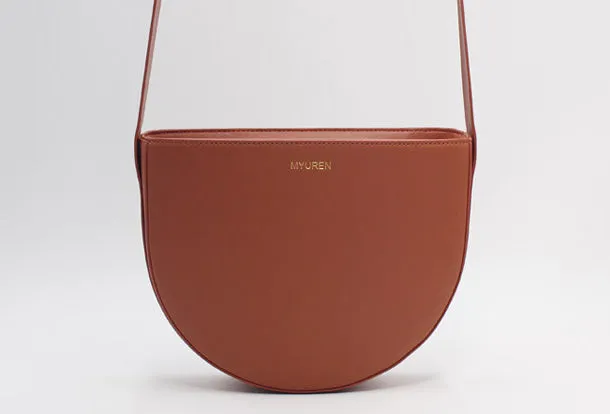 Genuine Leather Round Saddle Purse Bag Shoulder Bag for Women Leather Crossbody Bag