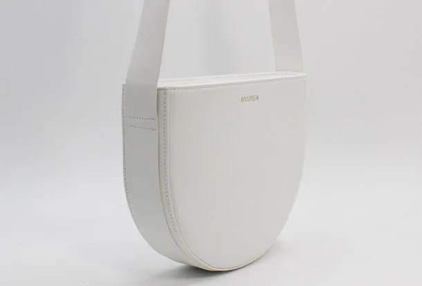 Genuine Leather Round Saddle Purse Bag Shoulder Bag for Women Leather Crossbody Bag