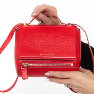 Givenchy Red Leather Mini Pandora Box Crossbody Bag