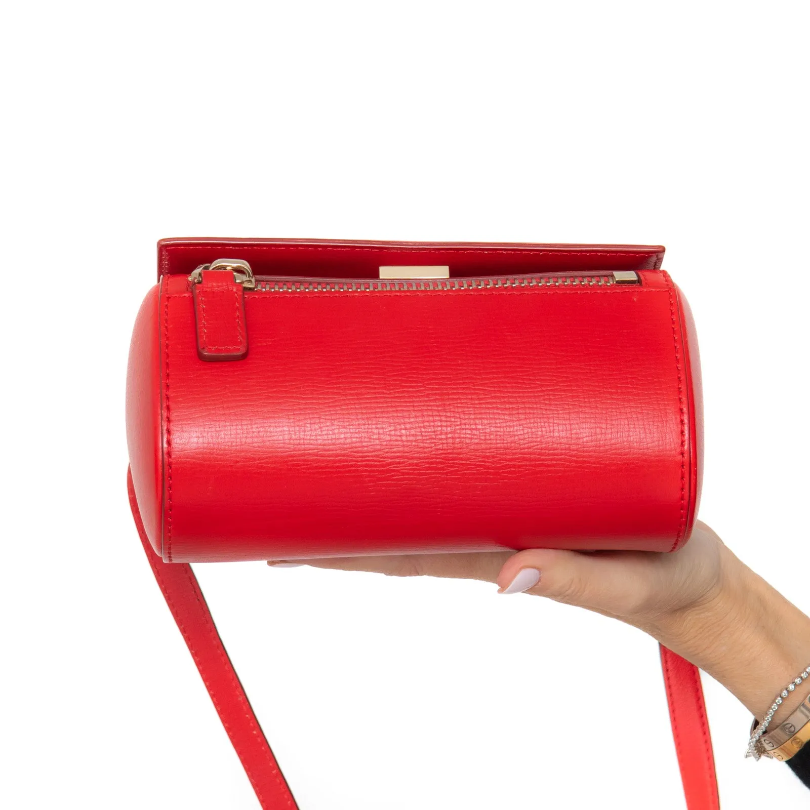 Givenchy Red Leather Mini Pandora Box Crossbody Bag