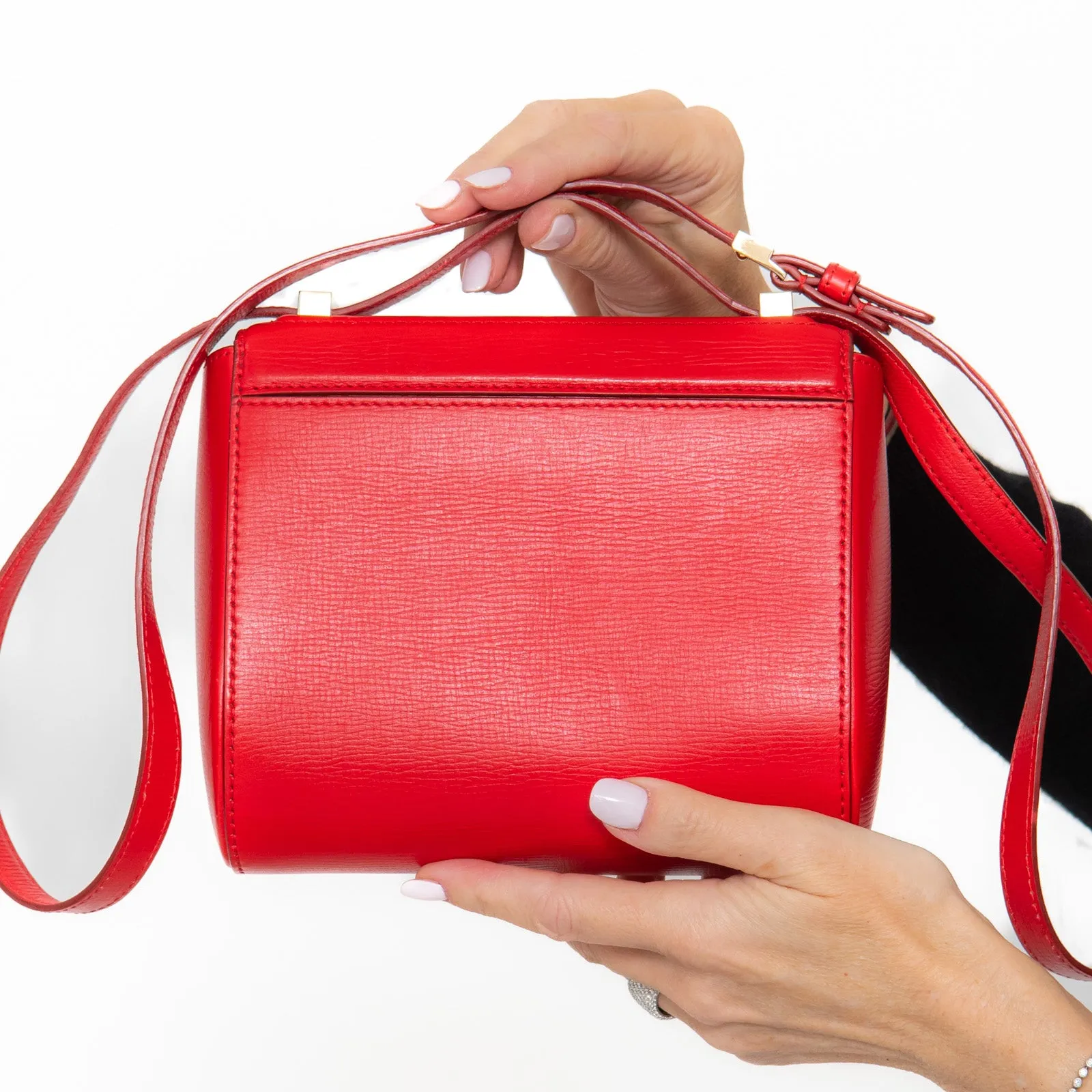 Givenchy Red Leather Mini Pandora Box Crossbody Bag