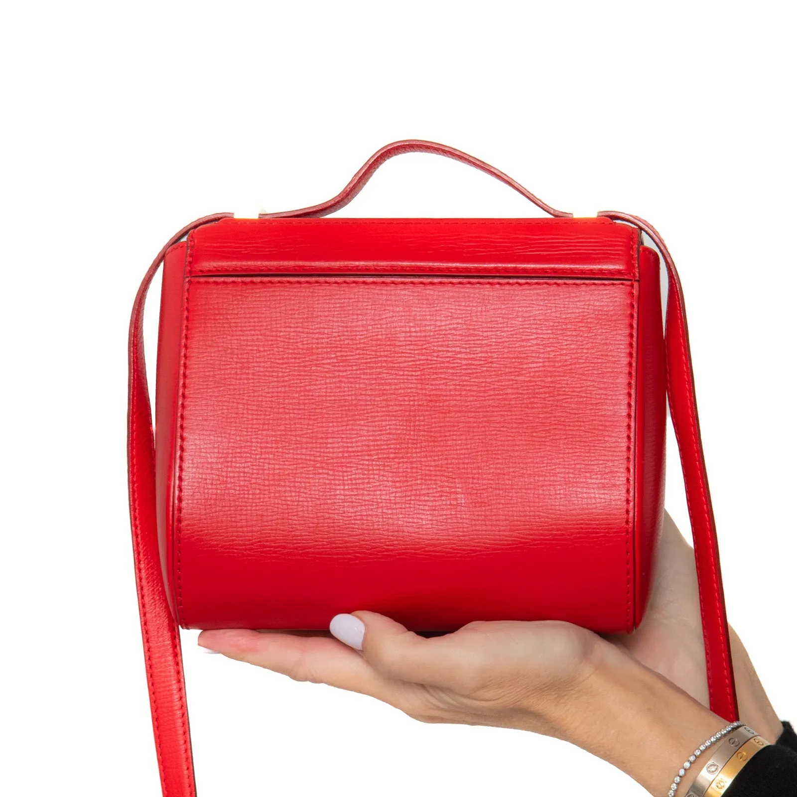 Givenchy Red Leather Mini Pandora Box Crossbody Bag