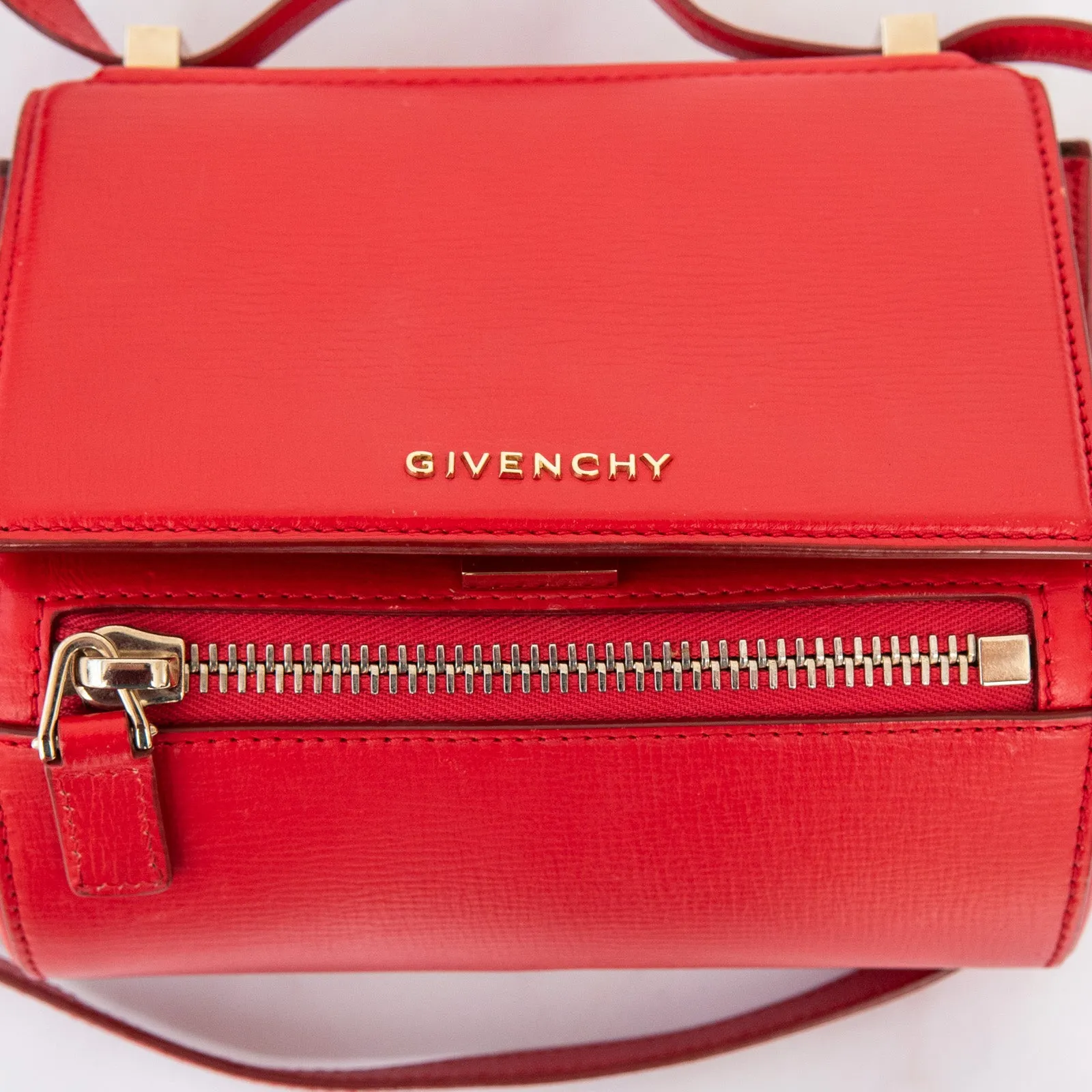 Givenchy Red Leather Mini Pandora Box Crossbody Bag