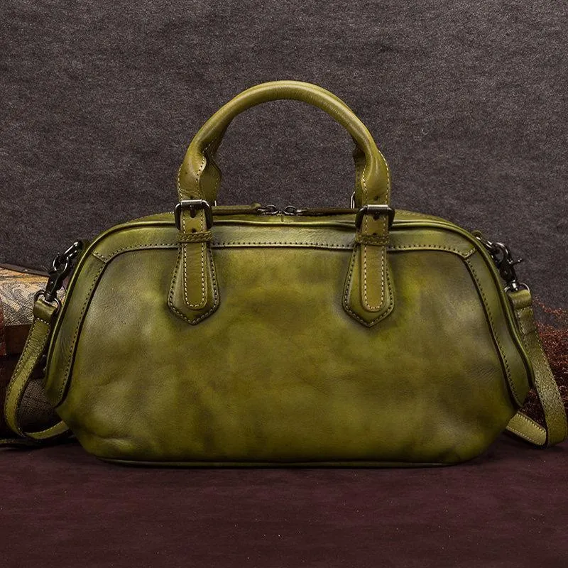 Gray 13" Womens Leather Doctor Handbag Brown Doctor's Bag Red Shoulder Bag Purse for ladies