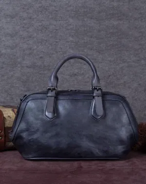Gray 13" Womens Leather Doctor Handbag Brown Doctor's Bag Red Shoulder Bag Purse for ladies