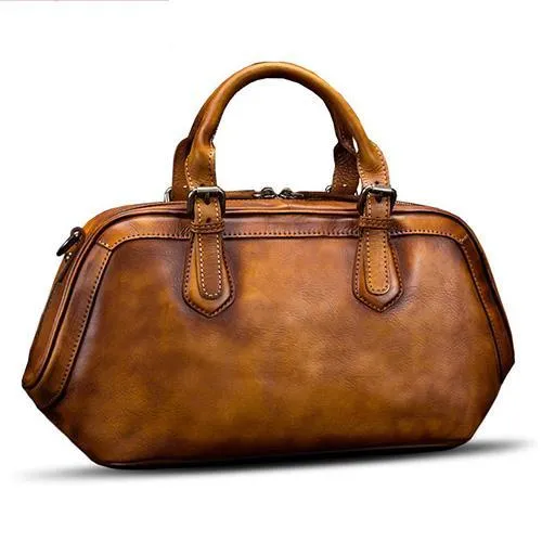 Gray 13" Womens Leather Doctor Handbag Brown Doctor's Bag Red Shoulder Bag Purse for ladies