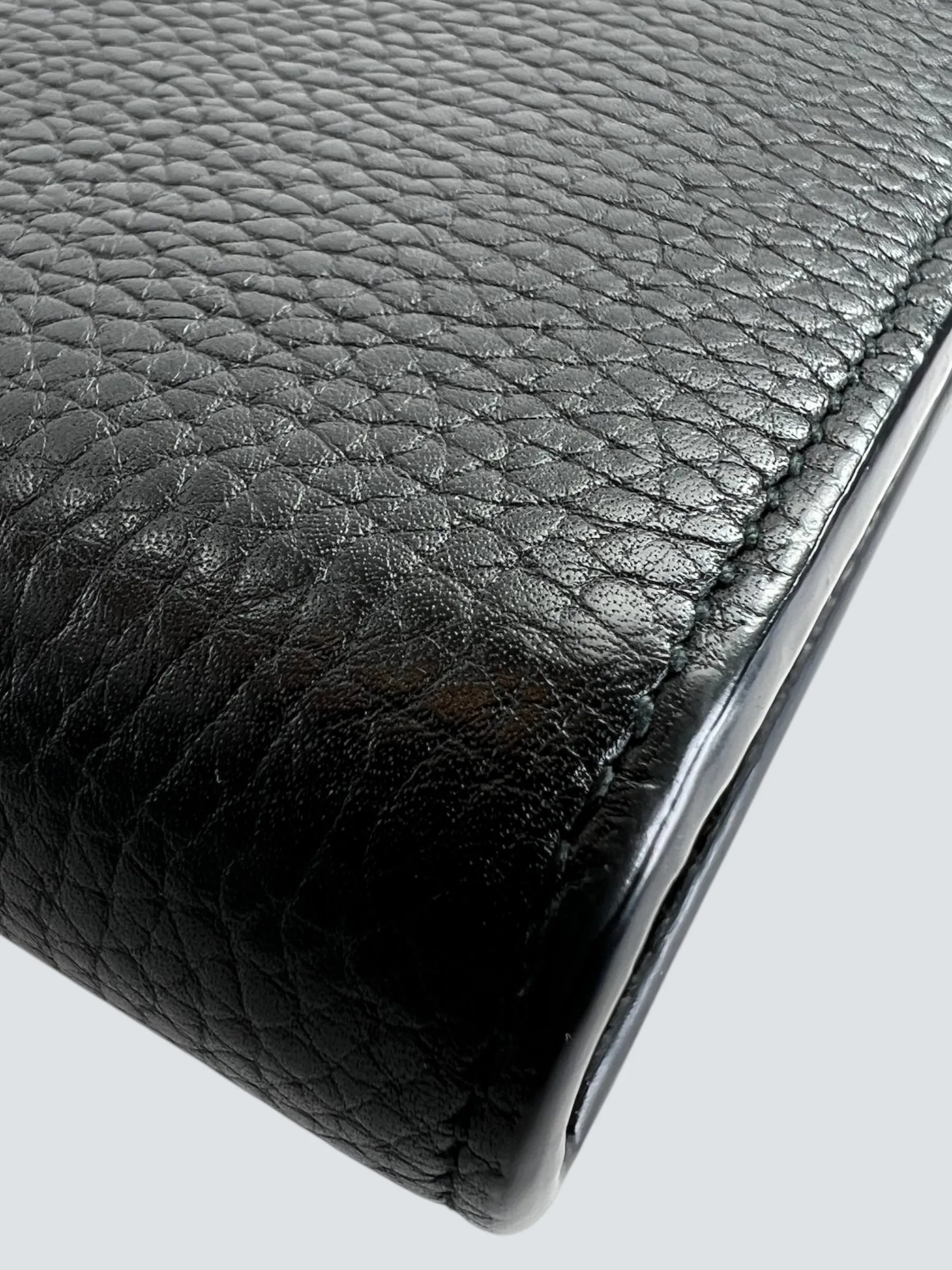 Gucci Black Leather GG Marmont Wallet on Chain