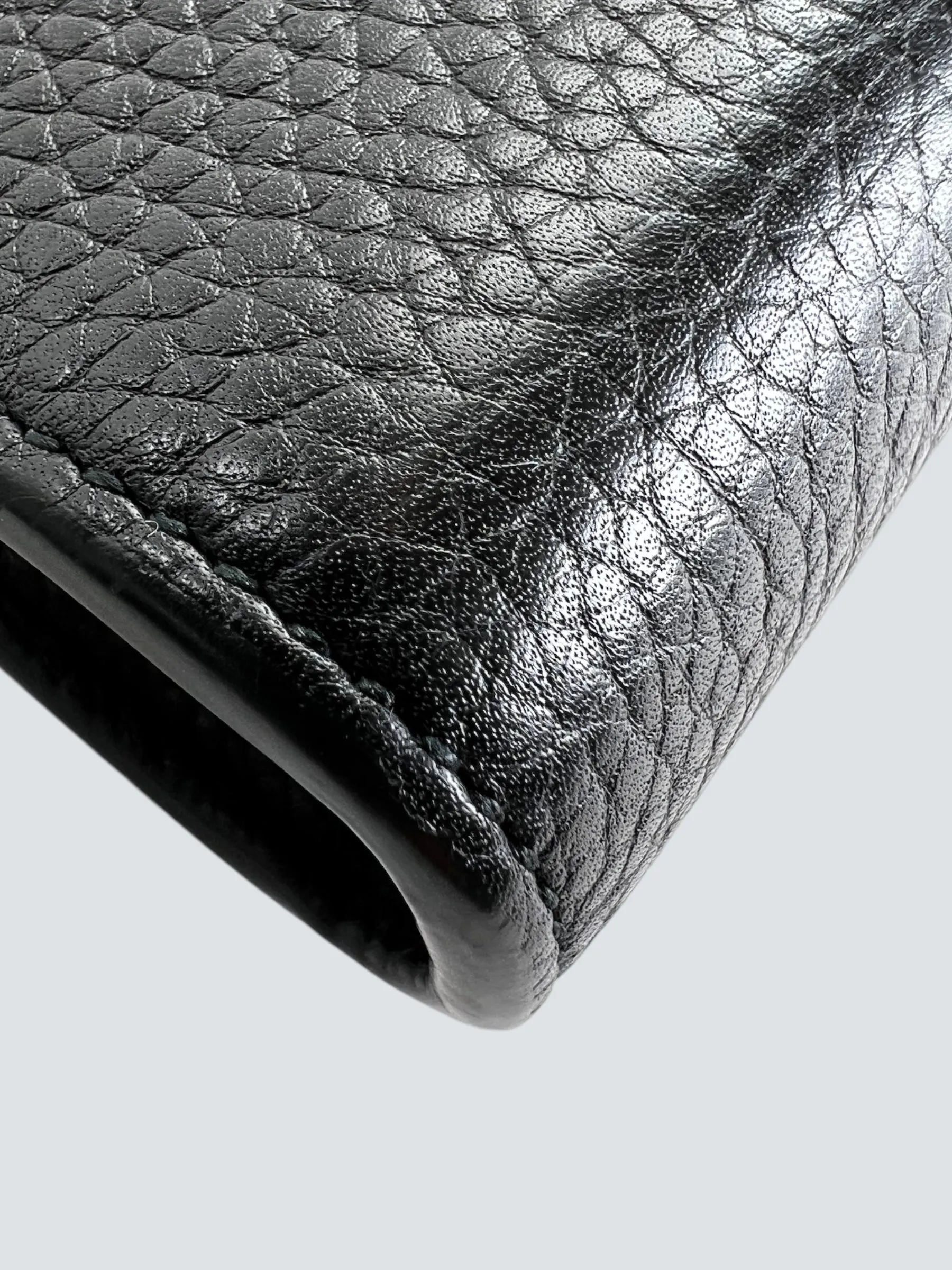 Gucci Black Leather GG Marmont Wallet on Chain