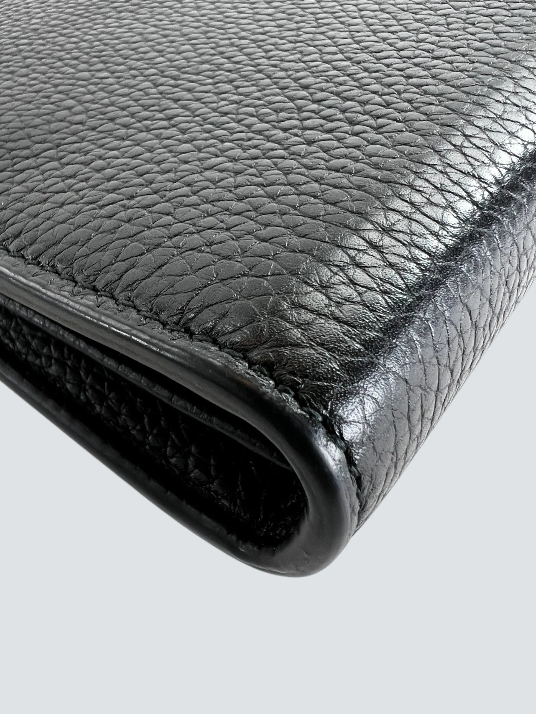 Gucci Black Leather GG Marmont Wallet on Chain