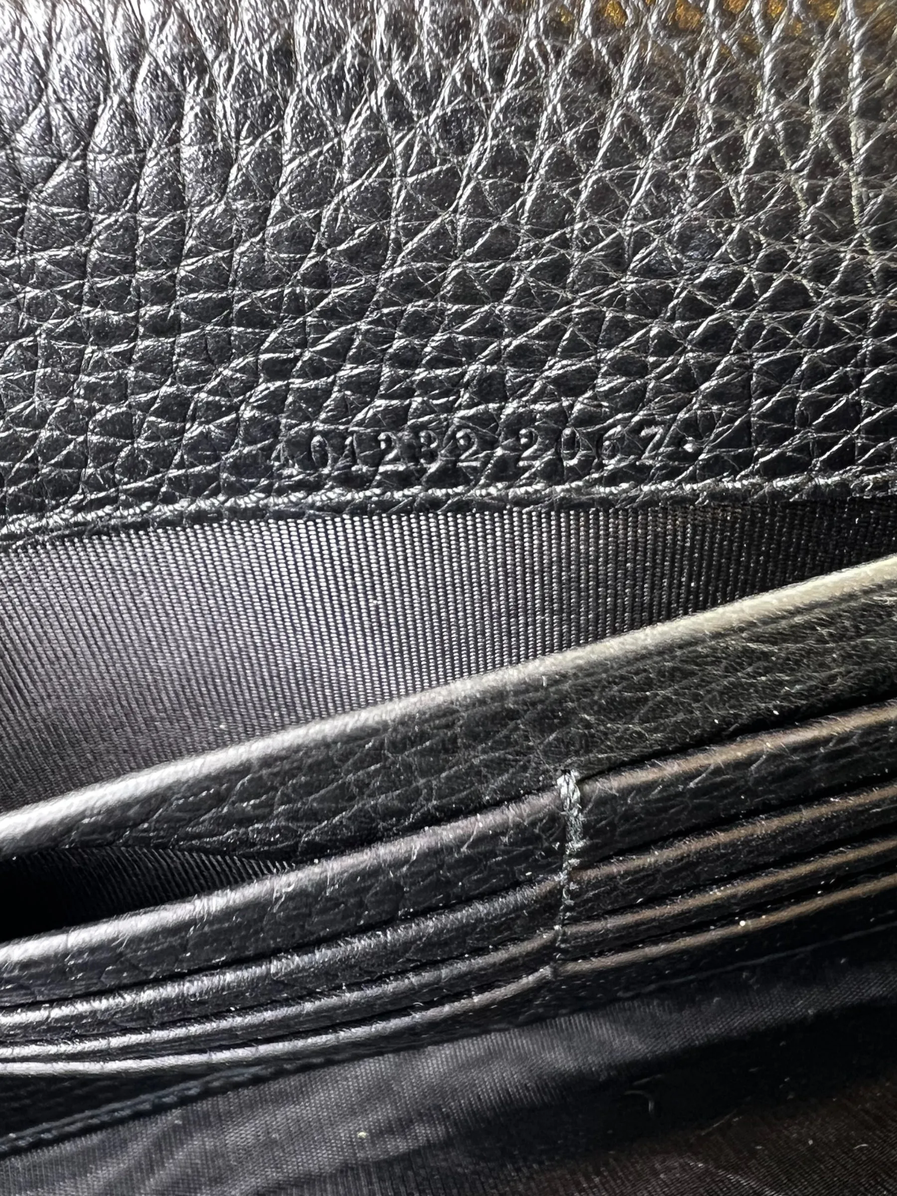 Gucci Black Leather GG Marmont Wallet on Chain