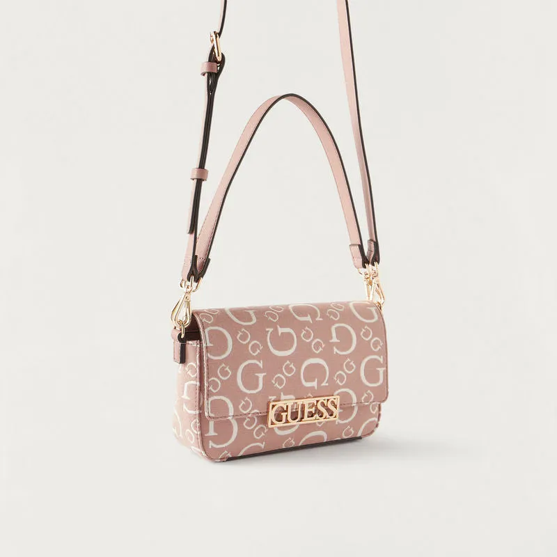 G.U.E.S.S Bellatrix Mini Crossbody Bag with Flap Closure and Detachable Strap